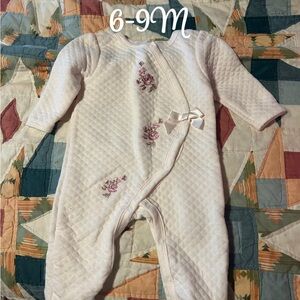 Quilted Floral Baby One Piece - Cream